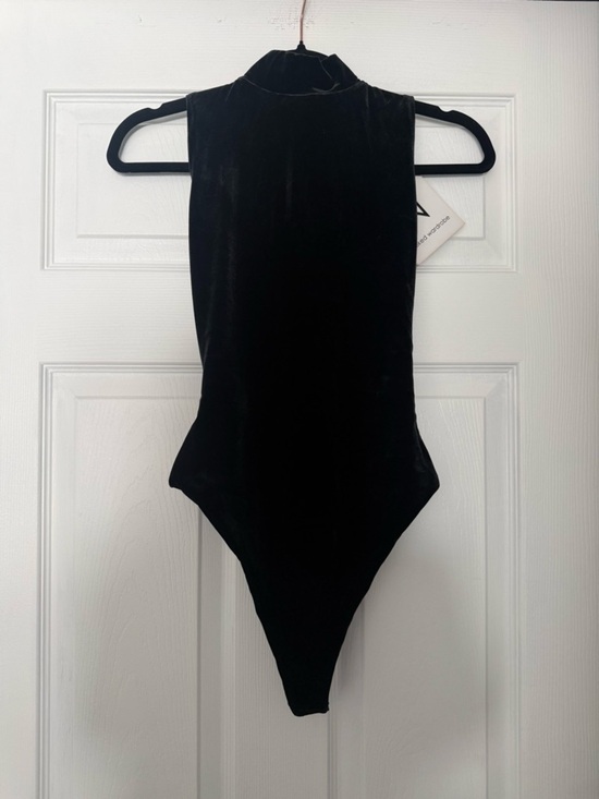 naked wardrobe Tops - naked wardrobe Black Velvet One-Piece Bodysuit Size XS NWT
